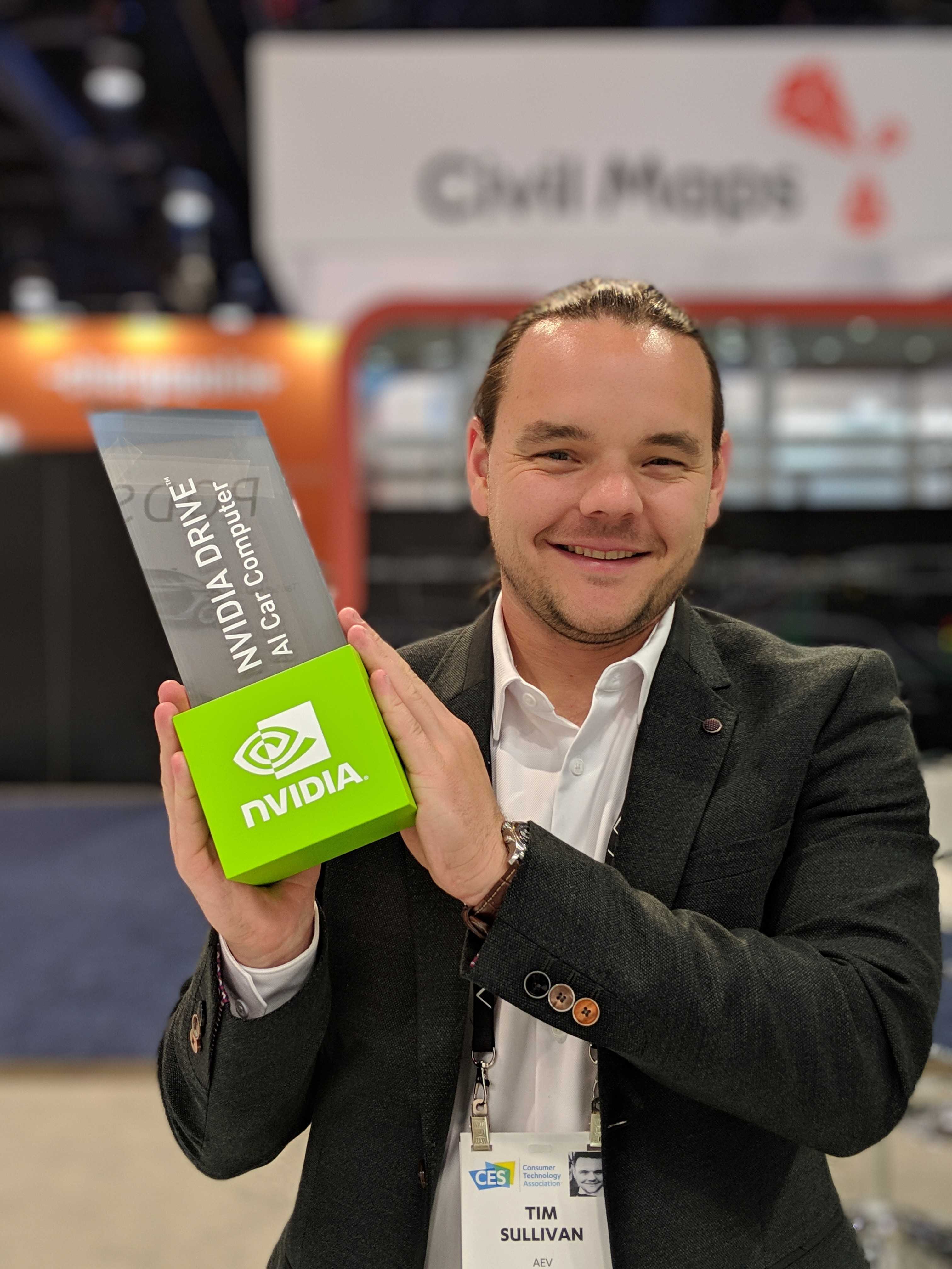 Tim Sullivan at CES with NVIDIA award